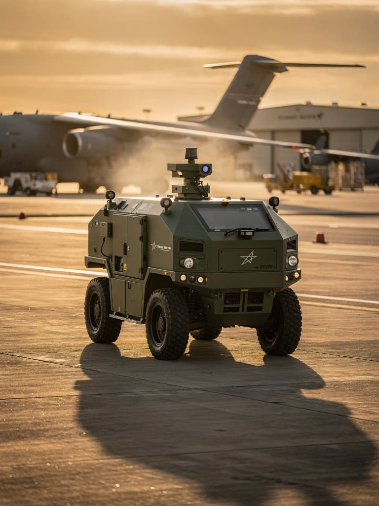 Autonomous ground vehicle on an airfield supporting logistics command and control